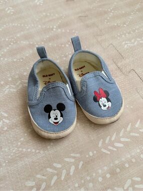 Old Navy Blue Mickey & Minnie Slip-On Baby Shoes